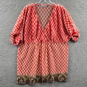 Womens Sheer Polka Dot Tunic Top XL Boho Festival Empire Waist Flowy Indie Retro